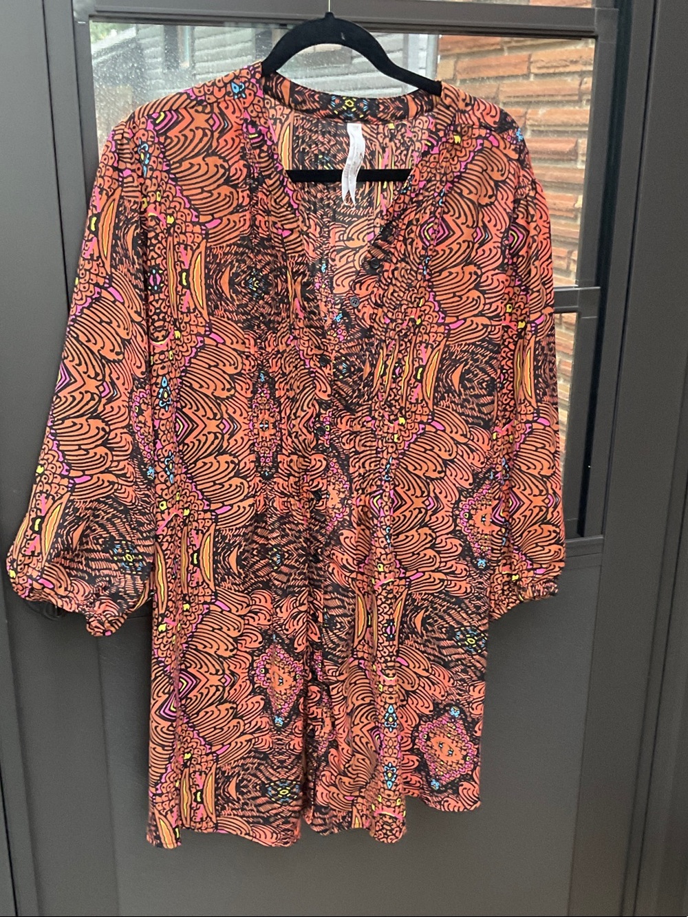 Melissa McCarthy Orange Multi-Print V-Neck Tunic Dress